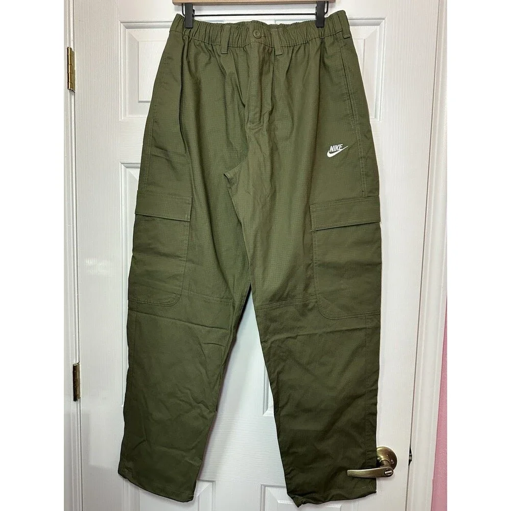 Size M Nike Sportswear Club Woven Cargo Pant Men Green HV1433-222 Loose Straight